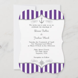 Uitnodiging Paarse grijze Nautical Wedding