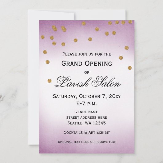 Uitnodiging Paarse Grote Openende Partij (Voorkant)