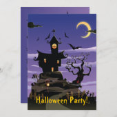 Uitnodiging Paarse Halloween-partij voor het Haunh (Voorkant / Achterkant)