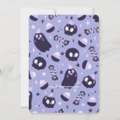 Uitnodiging paarse Halloween verkleedfeest (Achterkant)