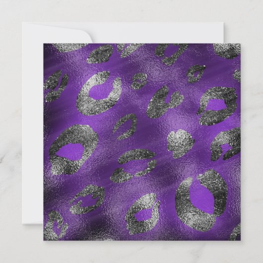 Uitnodiging Paarse leopard Print Party (Achterkant)