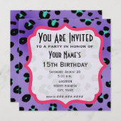 Uitnodiging Paarse leopard Print Party (Voorkant / Achterkant)