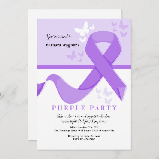 Uitnodiging Paarse lint (Voorkant / Achterkant)