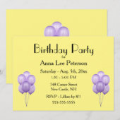 Uitnodiging Paarse luchtballonnen (Voorkant / Achterkant)