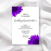 Uitnodiging Paarse Pop Art Flower Graduation Party