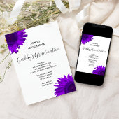 Uitnodiging Paarse Pop Art Flower Graduation Party