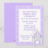 Uitnodiging Paarse Princess Castle Party (Voorkant / Achterkant)