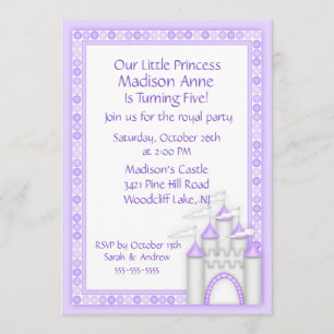 Uitnodiging Paarse Princess Castle Party