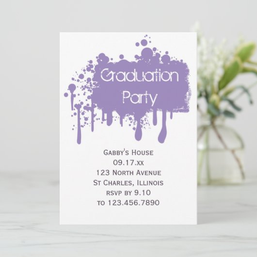 Uitnodiging Paarse verfpartij (Staand voorkant)