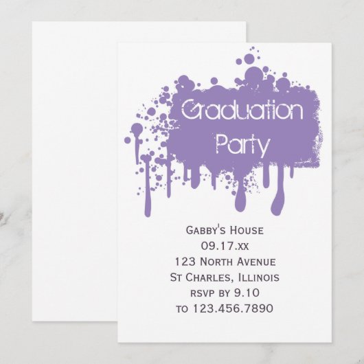 Uitnodiging Paarse verfpartij (Voorkant / Achterkant)