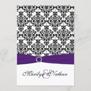 Uitnodiging Paarse, witte en zwarte Damask II