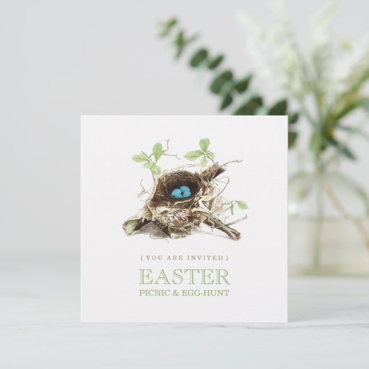 Uitnodiging Paaspicnic Egg Hunt Party (Staand voorkant)