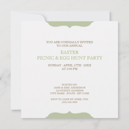 Uitnodiging Paaspicnic Egg Hunt Party (Achterkant)