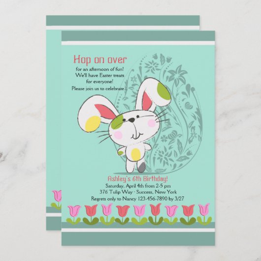 Uitnodiging Paastulpenrand (Voorkant / Achterkant)