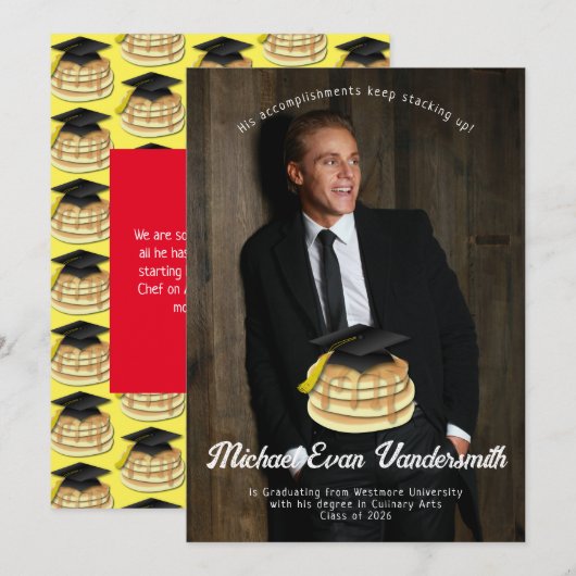 Uitnodiging Pancake Brunch Graduy Party (Voorkant / Achterkant)