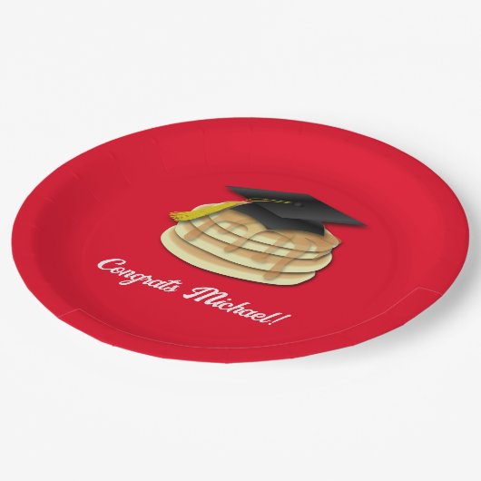 Uitnodiging Pancake Brunch Graduy Party Papieren Bordje (Gekanteld)