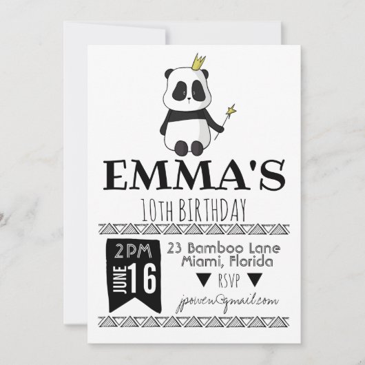 Uitnodiging Panda Party (Voorkant)