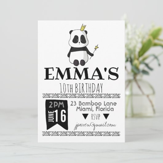 Uitnodiging Panda Party (Staand voorkant)