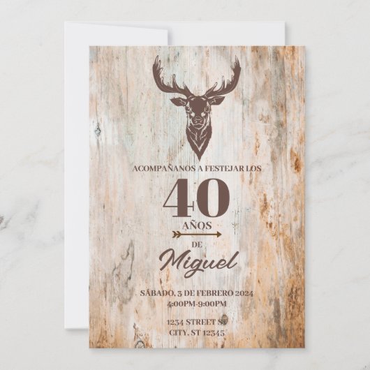 UITNODIGING PARA CUMPLEANOS DE HOMBRE TEMA CAZAR (Voorkant)