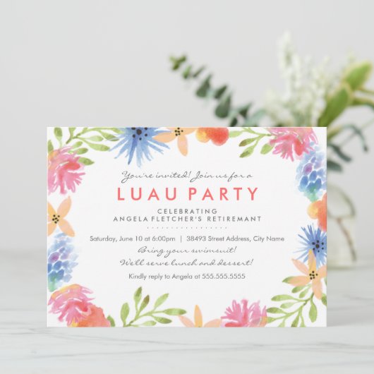 Uitnodiging Paradise Flowers Retirement Party (Staand voorkant)