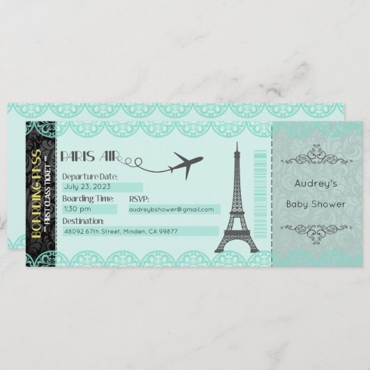 Uitnodiging Parijs, Aangepaste uitnodiging van Par (Voorkant / Achterkant)