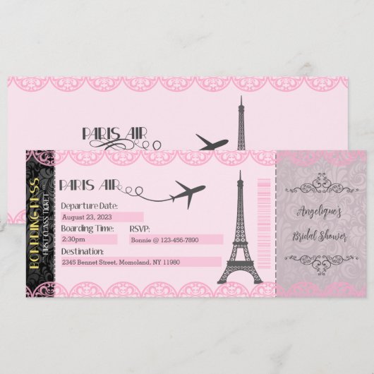 Uitnodiging Parijs, uitnodiging van de Partij voor (Voorkant / Achterkant)