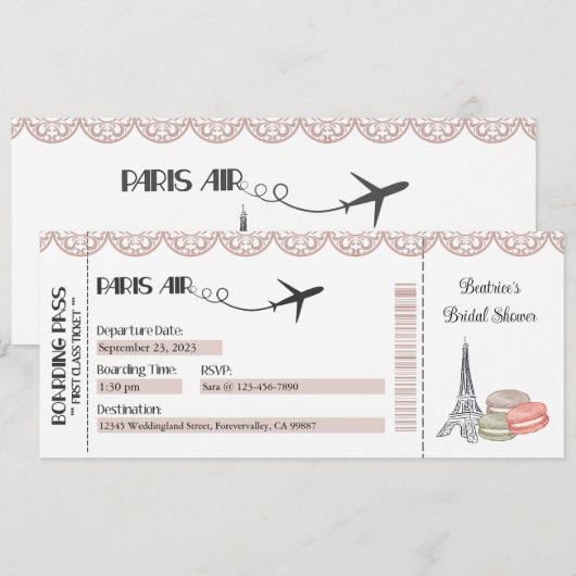 Uitnodiging Parijs, uitnodiging van de Partij voor (Voorkant / Achterkant)