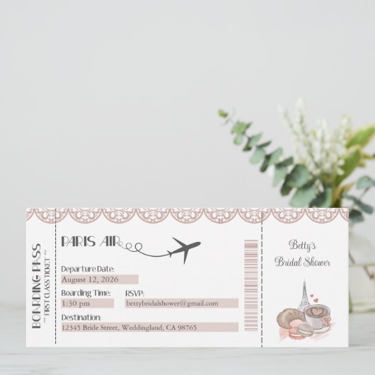 Uitnodiging Parijs, uitnodiging van de Partij voor (Staand voorkant)