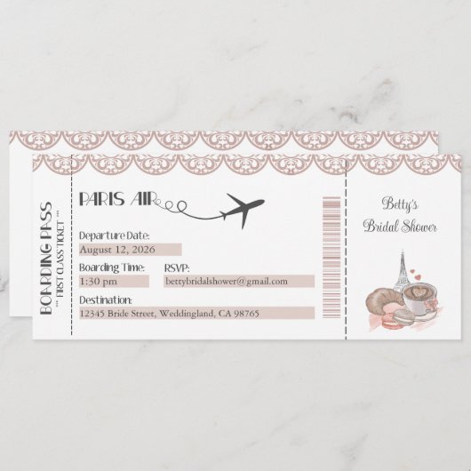 Uitnodiging Parijs, uitnodiging van de Partij voor (Voorkant / Achterkant)