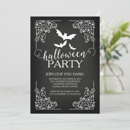 Uitnodiging partij Bats Halloween (Staand voorkant)