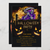 Uitnodiging partij voor halloween Party skelet (Voorkant / Achterkant)