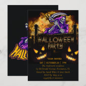 Uitnodiging partij voor halloween Party skelet (Voorkant / Achterkant)