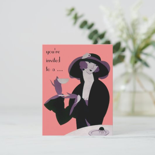 Uitnodiging  partij voor Vrijgezellenfeest van art (Staand voorkant)