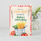 Uitnodiging pastaclass feestje (Staand voorkant)