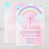 Uitnodiging Pastel Regenboog (Voorkant / Achterkant)