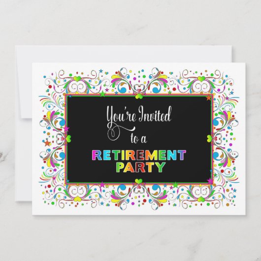 Uitnodiging, Pensioenpartij, levendige kleuren/ont Kaart (Voorkant)