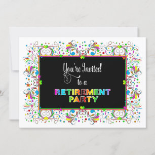 Uitnodiging, Pensioenpartij, levendige kleuren/ont Kaart