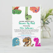 Uitnodiging per post Cute Dinosaur Baby Shower (Staand voorkant)
