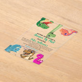 Uitnodiging per post Cute Dinosaur Baby Shower  (Laagn)