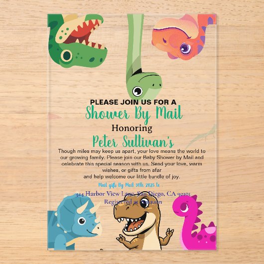 Uitnodiging per post Cute Dinosaur Baby Shower  (Voorkant)