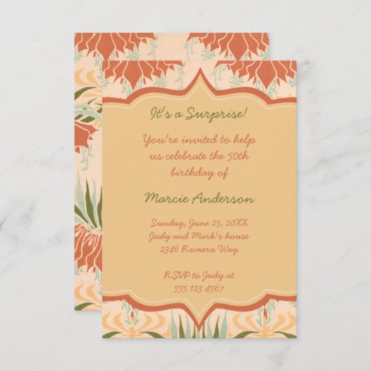 Uitnodiging Perzische Groene Florence (Voorkant / Achterkant)