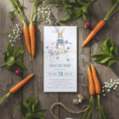 Uitnodiging Peter Rabbit Blue Boy Bloemen Baby Sho