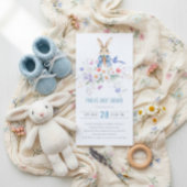 Uitnodiging Peter Rabbit Blue Boy Bloemen Baby Sho