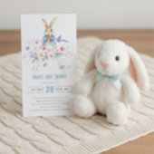 Uitnodiging Peter Rabbit Blue Boy Bloemen Baby Sho