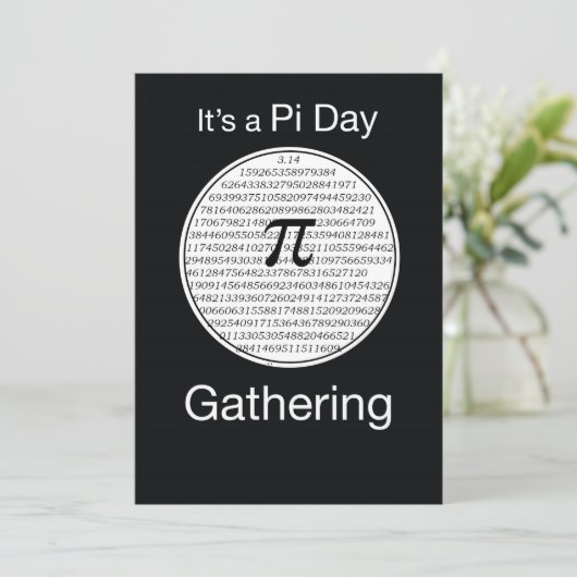 Uitnodiging Pi Day Party Circle, (Staand voorkant)