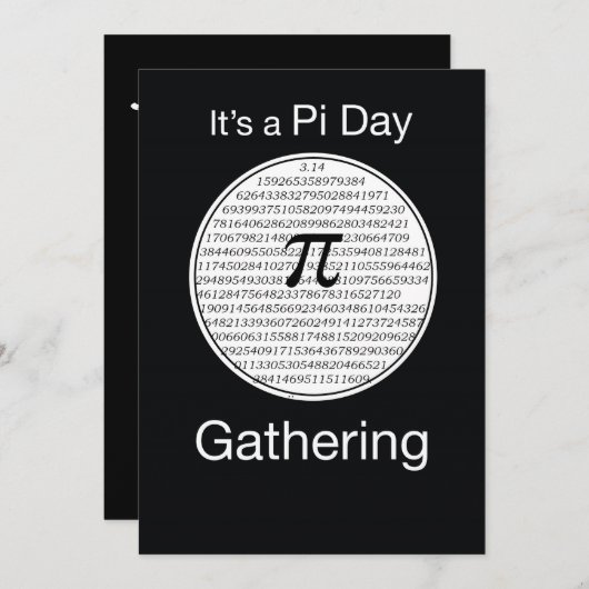 Uitnodiging Pi Day Party Circle,  (Voorkant / Achterkant)