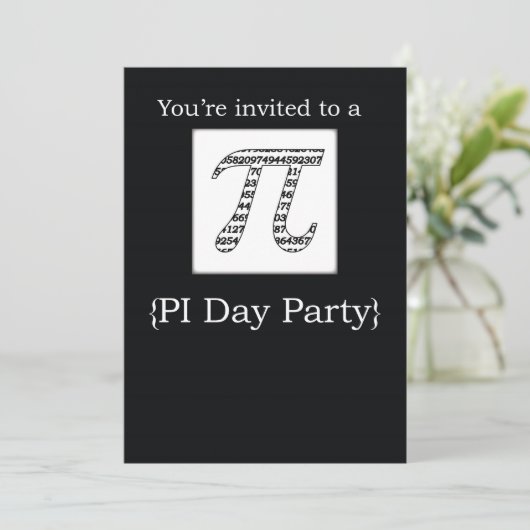 Uitnodiging PI Day Party Zwart (Staand voorkant)