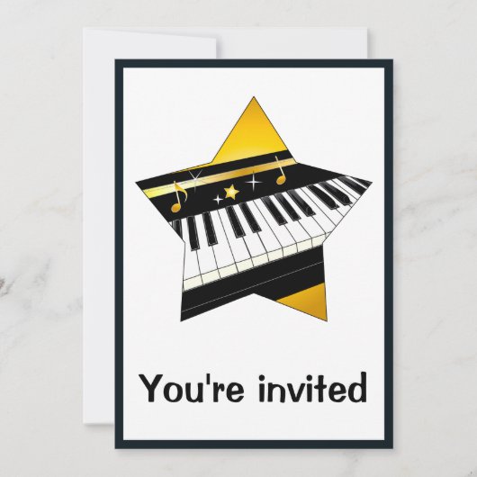 Uitnodiging: Piano-overweging met ster Kaart (Voorkant)
