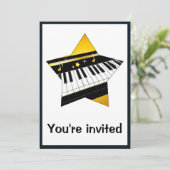 Uitnodiging: Piano-overweging met ster Kaart (Staand voorkant)