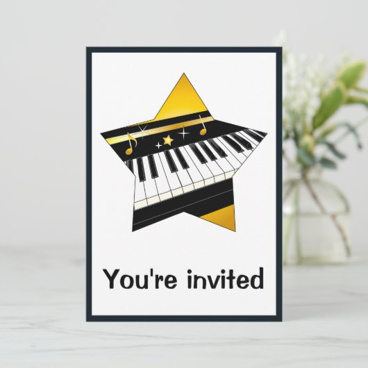Uitnodiging: Piano-overweging met ster Kaart (Staand voorkant)